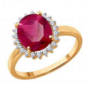 Золотое кольцо SOKOLOV с бриллиантом и рубином 4010737 фото