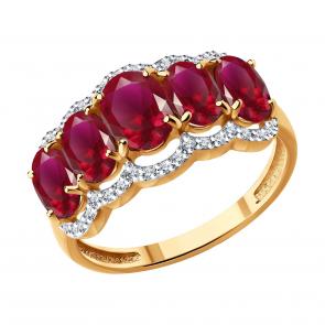 Золотое кольцо SOKOLOV с бриллиантом и рубином 4010742 фото