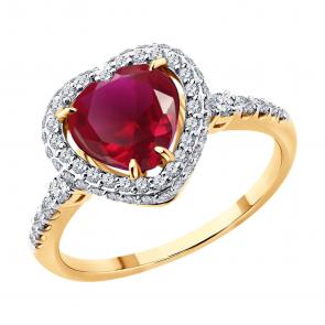 Золотое кольцо SOKOLOV с бриллиантом и рубином 4010753 фото