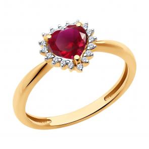 Золотое кольцо SOKOLOV с бриллиантом и рубином 4010759 фото