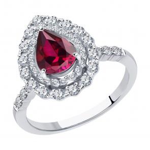 Золотое кольцо SOKOLOV с бриллиантом и рубином 4010769-3 фото