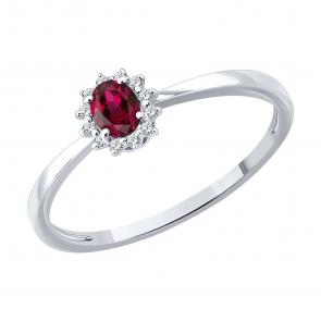 Золотое кольцо SOKOLOV с бриллиантом и рубином 4010790-3 фото