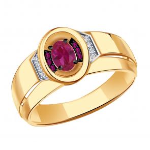 Золотое кольцо Александра с бриллиантом и рубином 4011704ск фото