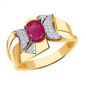 Золотое кольцо Александра с бриллиантом и рубином 4011959ск фото