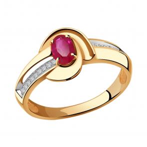Золотое кольцо Александра с бриллиантом и рубином 4012073ск фото