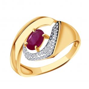 Золотое кольцо Александра с бриллиантом и рубином 4012084ск фото