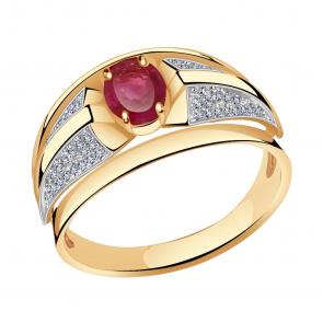 Золотое кольцо Александра с бриллиантом и рубином 4012092ск фото