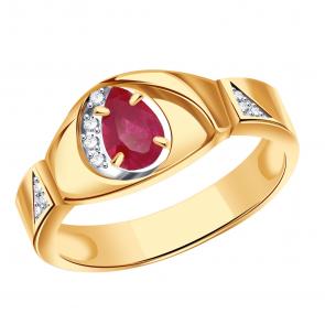 Золотое кольцо Александра с бриллиантом и рубином 4012118сбк фото