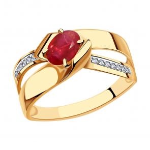 Золотое кольцо Александра с бриллиантом и рубином 4012139ск фото
