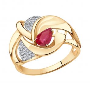 Золотое кольцо Александра с бриллиантом и рубином 4012185ск фото