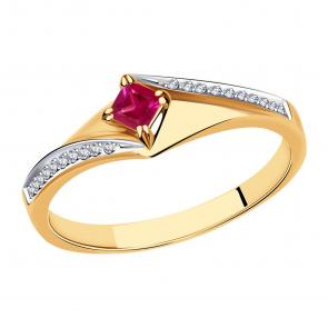 Золотое кольцо Александра с бриллиантом и рубином 4012204ск фото