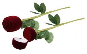 Футляр флокированный Роза на стебле под кольцо и серьги серия Романтика 40201-б фото