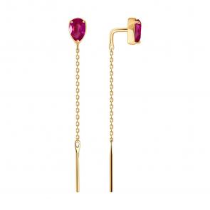 Золотые серьги SOKOLOV с рубином 4020777 фото