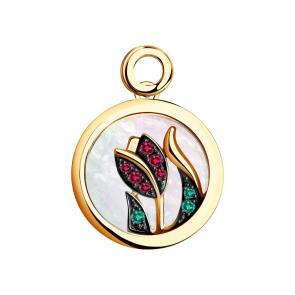 Золотая подвеска SOKOLOV с рубином, изумрудом, перламутром и сапфировым стеклом 4030142 фото