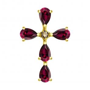 Золотая подвеска SOKOLOV с рубином и коньячным бриллиантом 4030188-2 фото