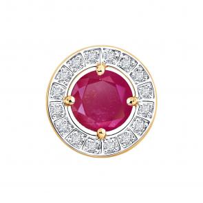 Золотая подвеска SOKOLOV с бриллиантом и рубином 4030199 фото