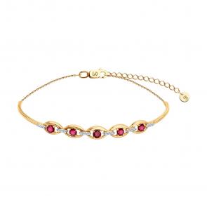 Золотой браслет SOKOLOV с бриллиантом и рубином 4050047 фото