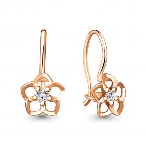 Золотые серьги AQUAMARINE с фианитом 40961 фото