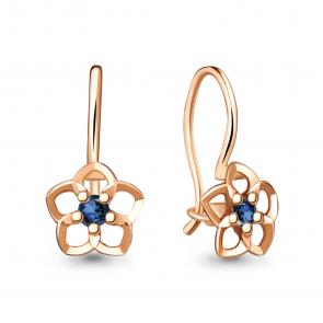 Золотые серьги AQUAMARINE с гидротермальным сапфиром 40961Н фото