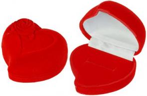 Футляр флокированный Сердечко с цветком под кольцо и серьги серия Романтика 41001-к фото