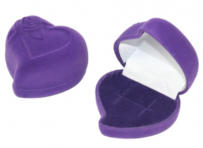 Футляр флокированный Сердечко с цветком под кольцо и серьги серия Романтика 41001-лил фото