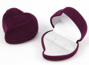 Футляр флокированный Сердечко с цветком под кольцо и серьги серия Романтика 41001-м-1 фото