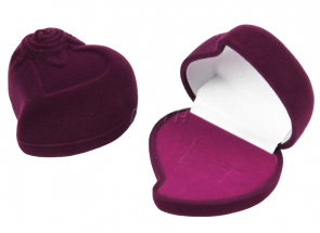 Футляр флокированный Сердечко с цветком под кольцо и серьги серия Романтика 41001-м фото