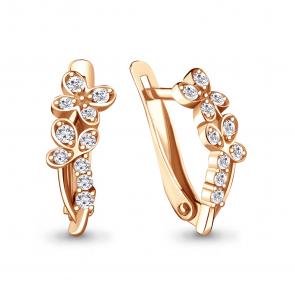 Золотые серьги AQUAMARINE с фианитом 41159А фото
