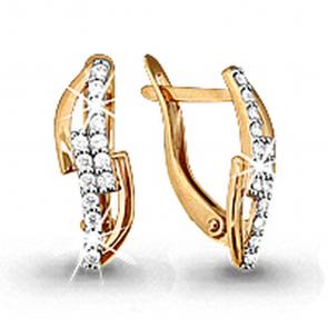 Золотые серьги AQUAMARINE с фианитом 41294А фото