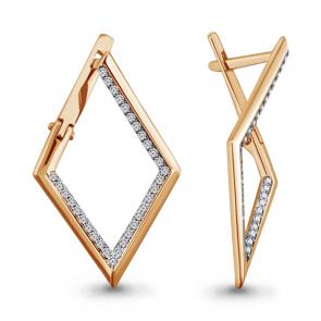 Золотые серьги AQUAMARINE с фианитом 41723А фото