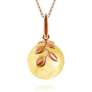 Золотая подвеска Дарвин с янтарём 418030142tt-б фото