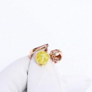 Кольцо из золочёного серебра Дарвин с янтарём 420022026kk-л фото