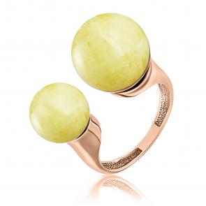 Кольцо из золочёного серебра Дарвин с янтарём 420032001mt-ж фото