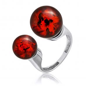 Серебряное кольцо Дарвин с янтарём 420047001os-к фото