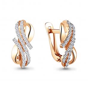 Золотые серьги AQUAMARINE с фианитом 42598А фото