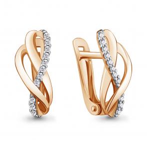 Золотые серьги AQUAMARINE с фианитом 42604А фото