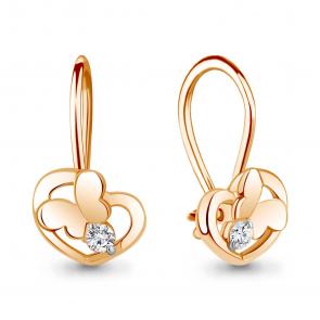 Золотые серьги AQUAMARINE с фианитом 42683 фото