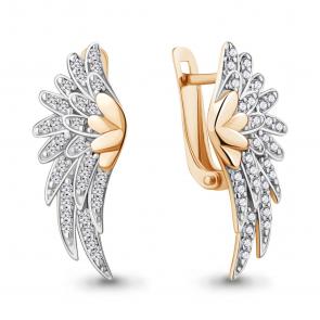 Золотые серьги AQUAMARINE с фианитом 42686А фото