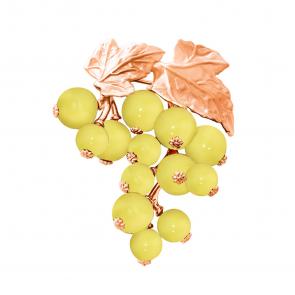 Брошь из золочёного серебра Дарвин с янтарём 427032210gk-ж фото