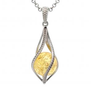 Серебряная подвеска Дарвин с янтарём 428021372qq-л фото