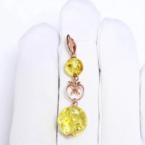 Подвеска из золочёного серебра Дарвин с янтарём 428022028jr-л фото