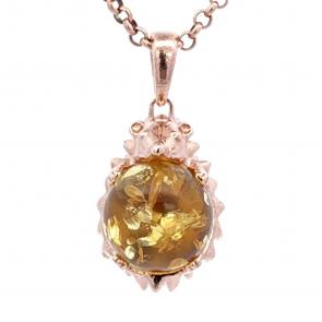 Подвеска из золочёного серебра Дарвин с янтарём 428022246oo-л фото