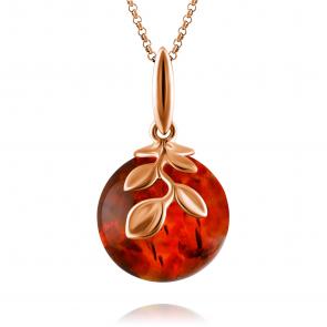 Подвеска из золочёного серебра Дарвин с янтарём 428042142tt-к фото