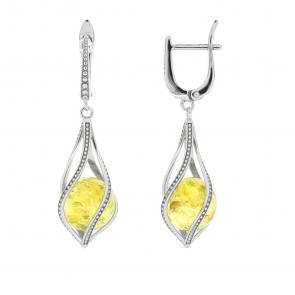 Серебряные серьги Дарвин с янтарём 429021372qq-л фото