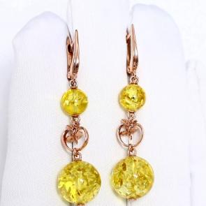 Серьги из золочёного серебра Дарвин с янтарём 429022027qq-л фото