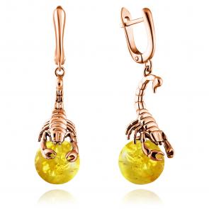 Серьги из золочёного серебра Дарвин с янтарём 429022338qq-л фото