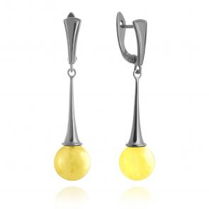 Серебряные серьги Дарвин с янтарём 429031442rr-ж фото