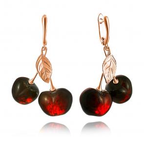 Серьги из золочёного серебра Дарвин с янтарём 429042080ab-к фото