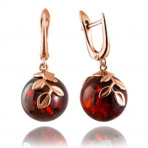 Серьги из золочёного серебра Дарвин с янтарём 429042142tt-к фото