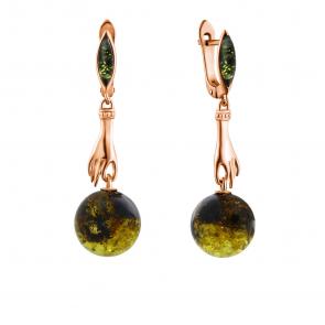 Серьги из золочёного серебра Дарвин с янтарём 429392580rr-з фото